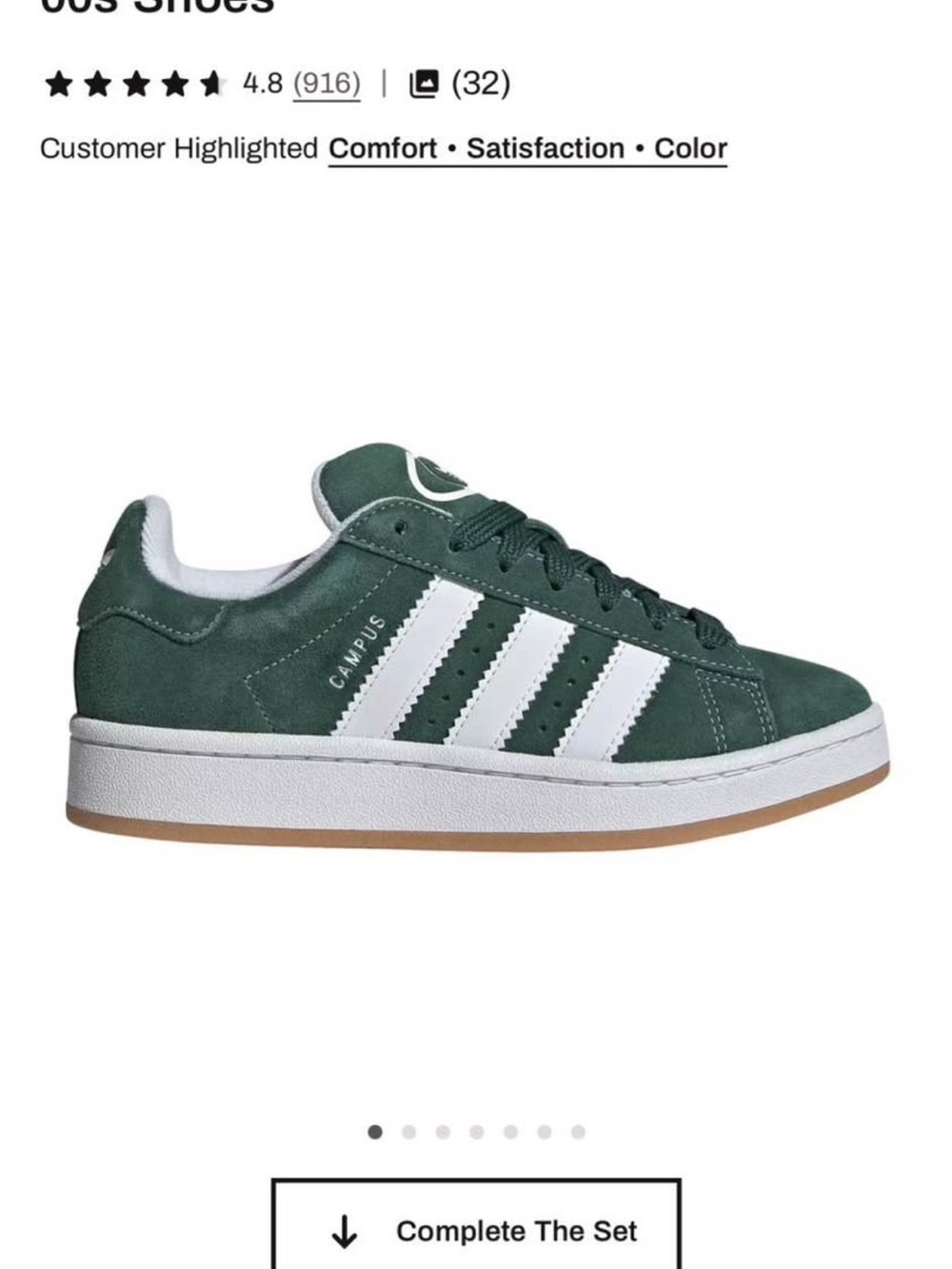 Adidas Campus 00a J Sneaker — Forest Green & White